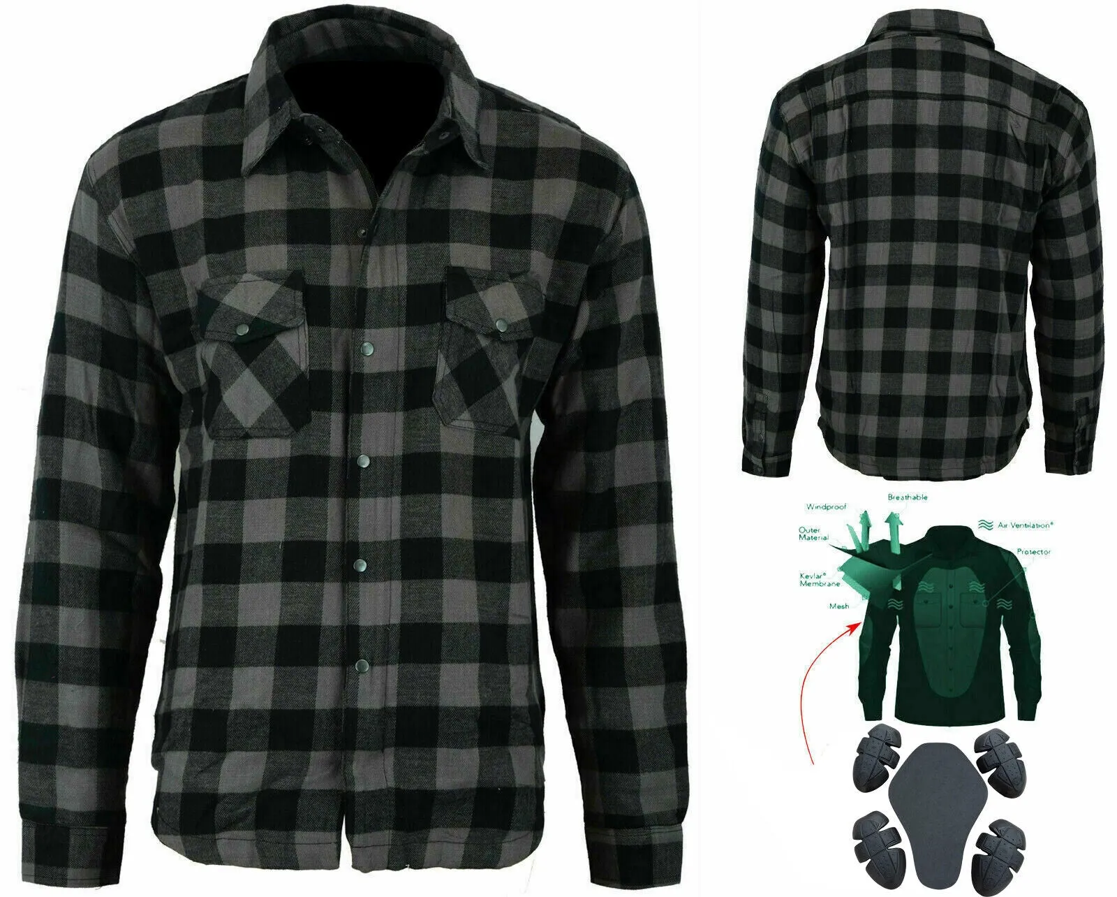 BGA Exo Protective Motorcycle Flannel Lumberjack Shirts