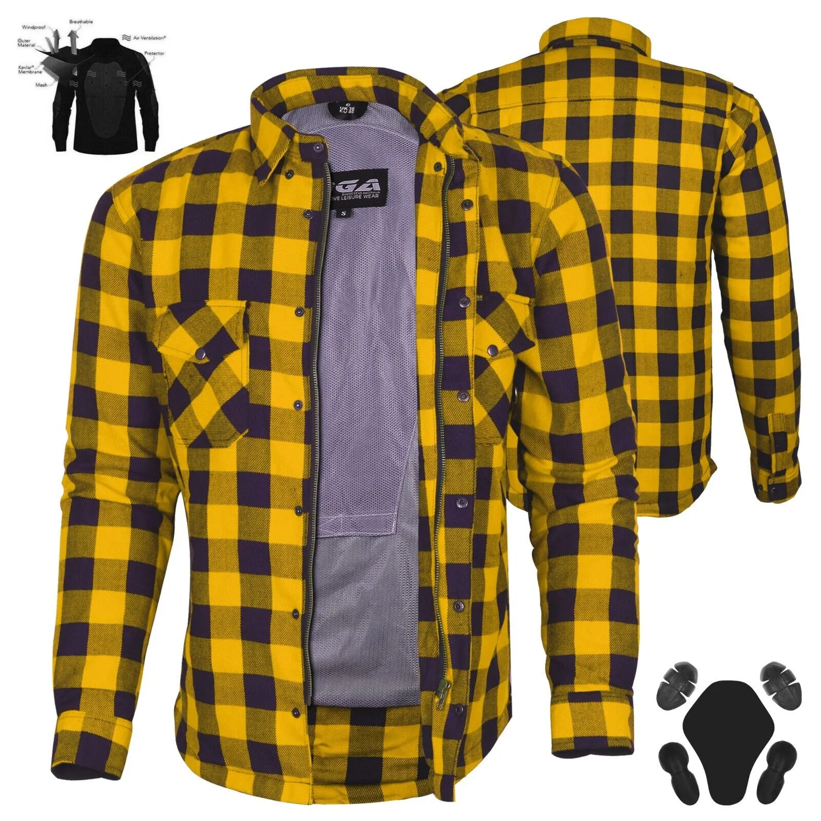 BGA Exo Protective Motorcycle Flannel Lumberjack Shirts