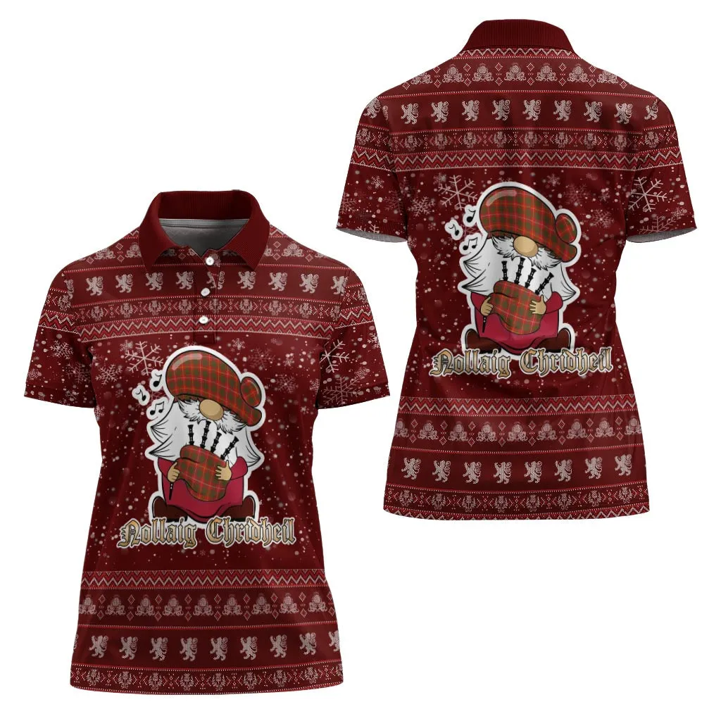 Bruce County Canada Clan Christmas Family Polo Shirt with Funny Gnome Playing Bagpipes
