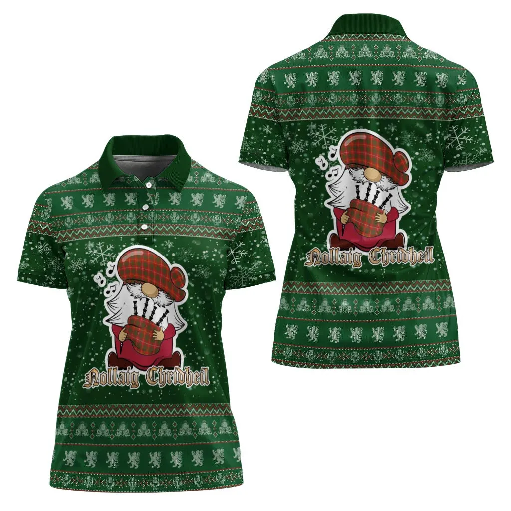 Bruce County Canada Clan Christmas Family Polo Shirt with Funny Gnome Playing Bagpipes