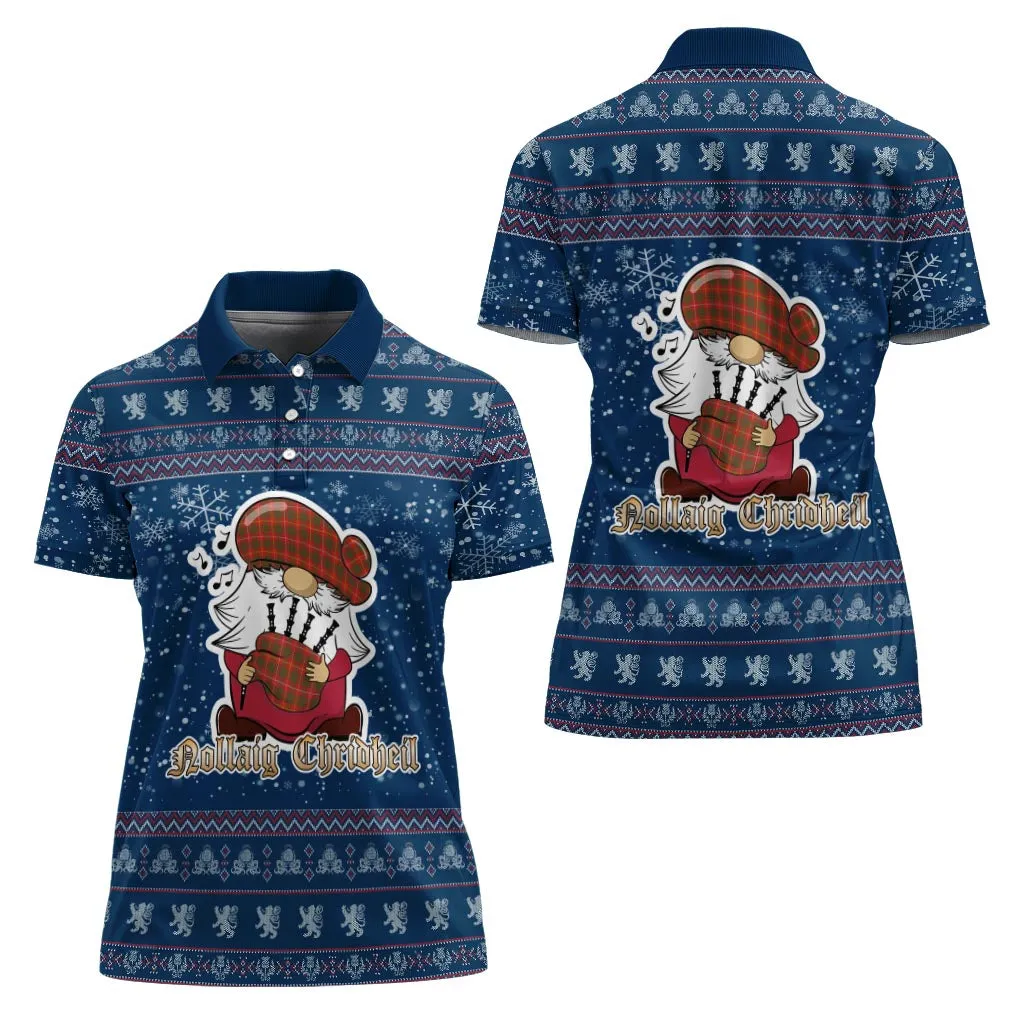 Bruce County Canada Clan Christmas Family Polo Shirt with Funny Gnome Playing Bagpipes