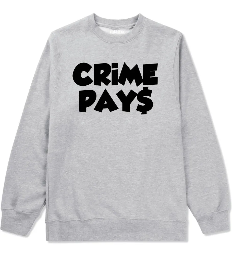 Crime Pays Bubble Letters Money Sign Boys Kids Crewneck Sweatshirt