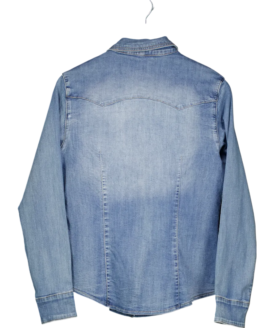 LAW & CO Blue Melly Daisy Fitted Denim Shirt UK L