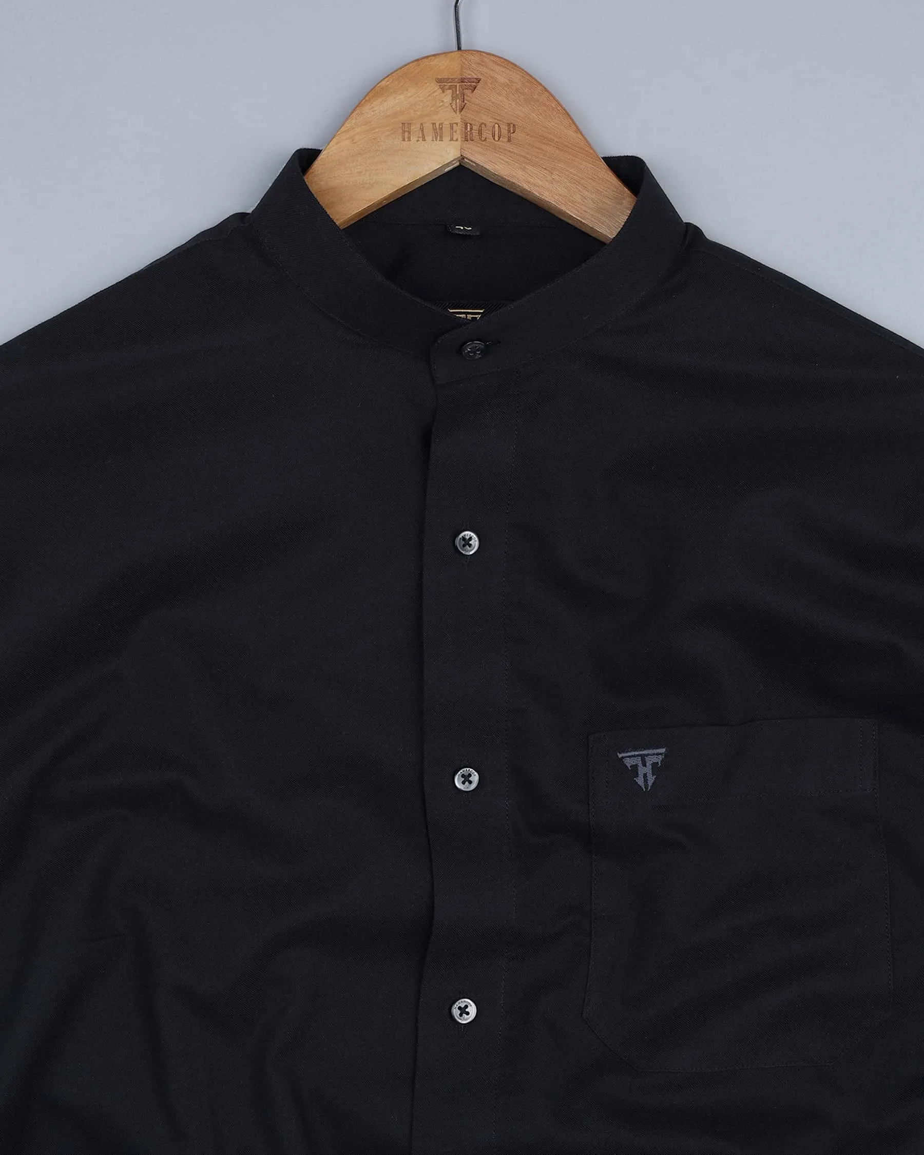 Midnight Black Heavy Oxford Solid Cotton Shirt