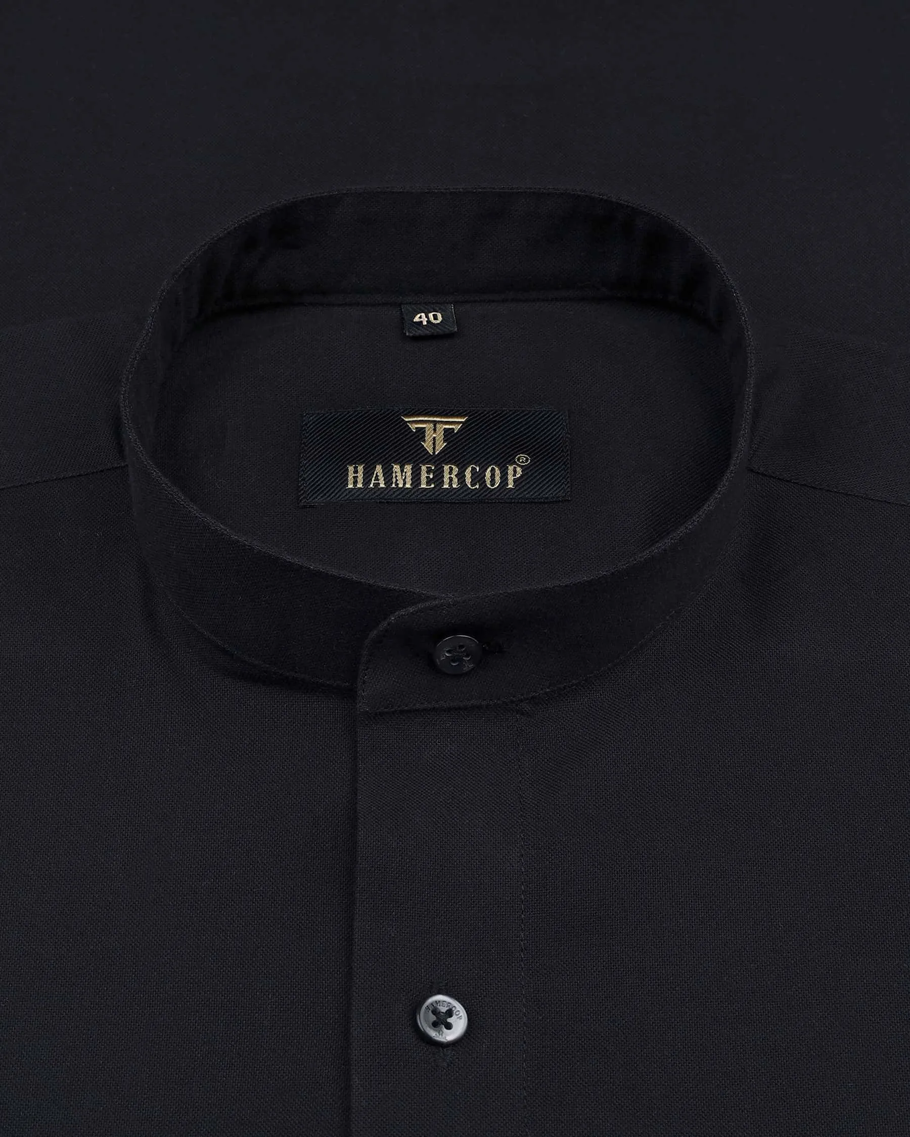 Midnight Black Heavy Oxford Solid Cotton Shirt