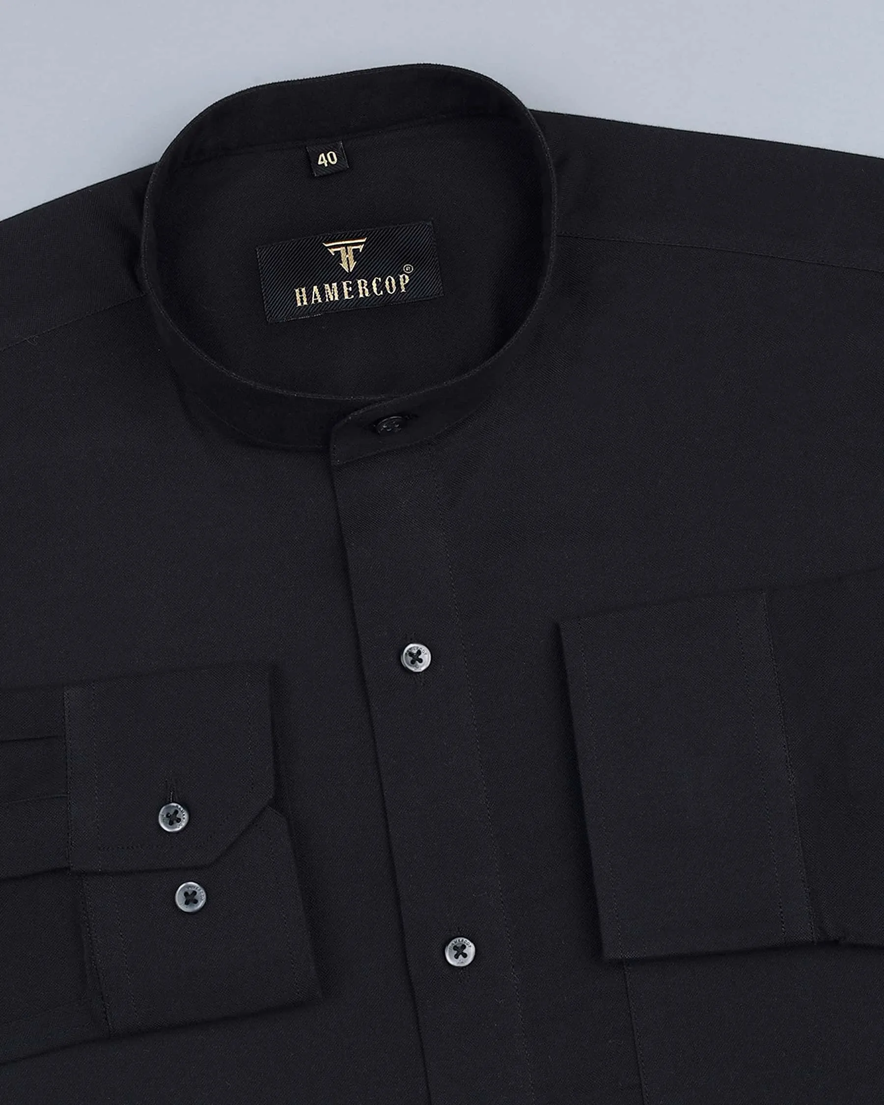 Midnight Black Heavy Oxford Solid Cotton Shirt