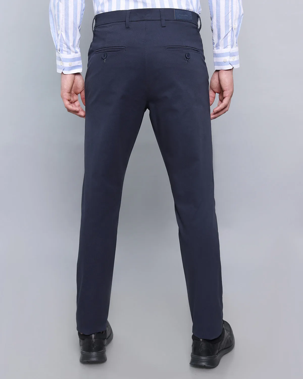 Midnight Navy Blue Stretch Cotton Chinos