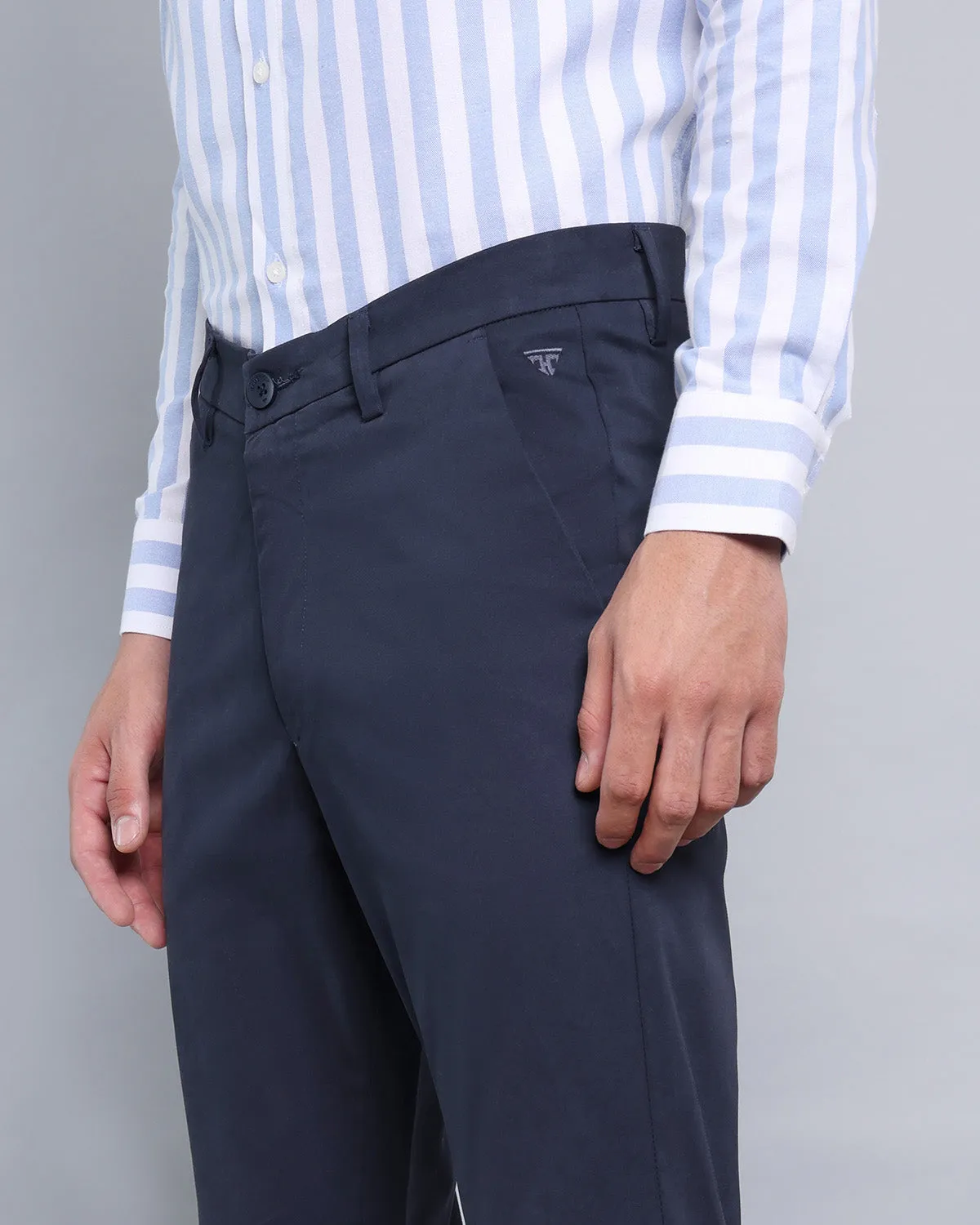 Midnight Navy Blue Stretch Cotton Chinos