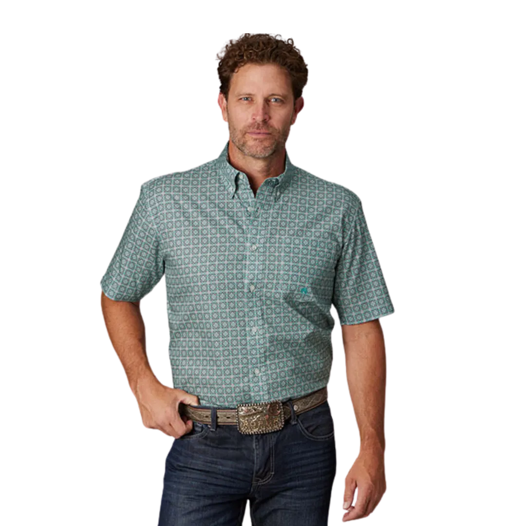 Roper Men's Silver Spring Foulard Print Grey Shirt