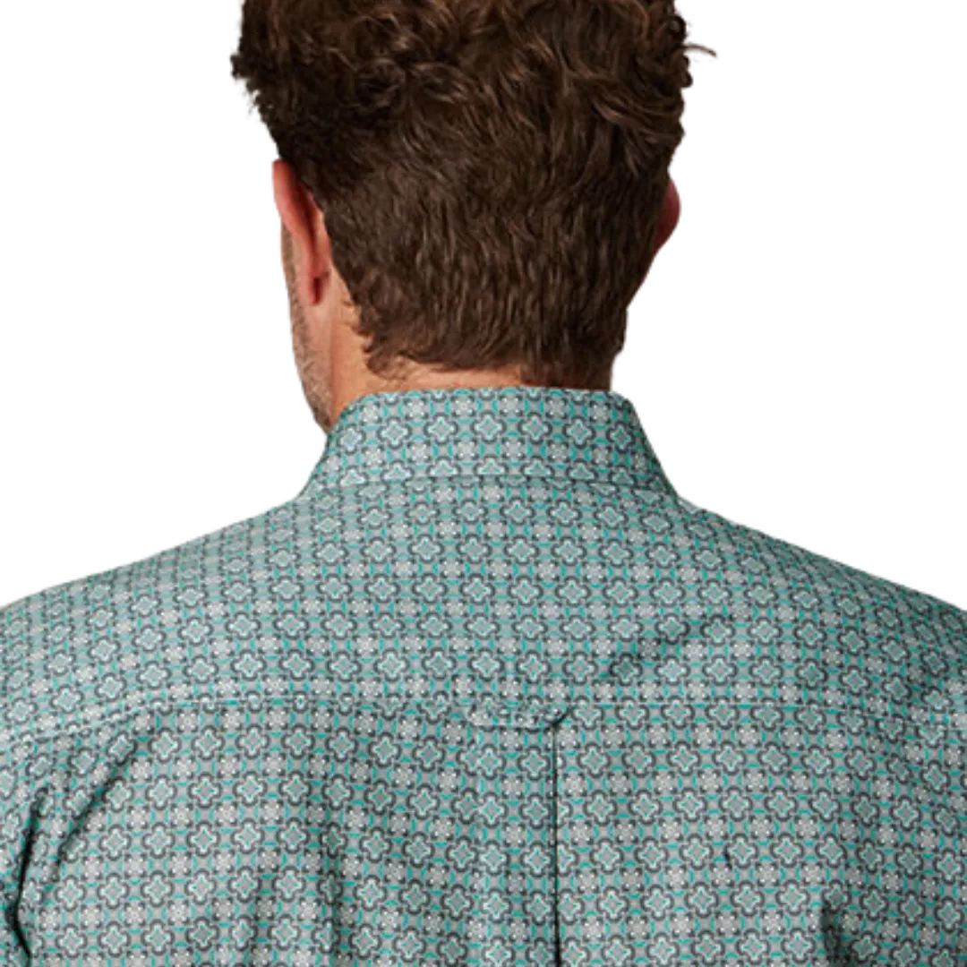 Roper Men's Silver Spring Foulard Print Grey Shirt