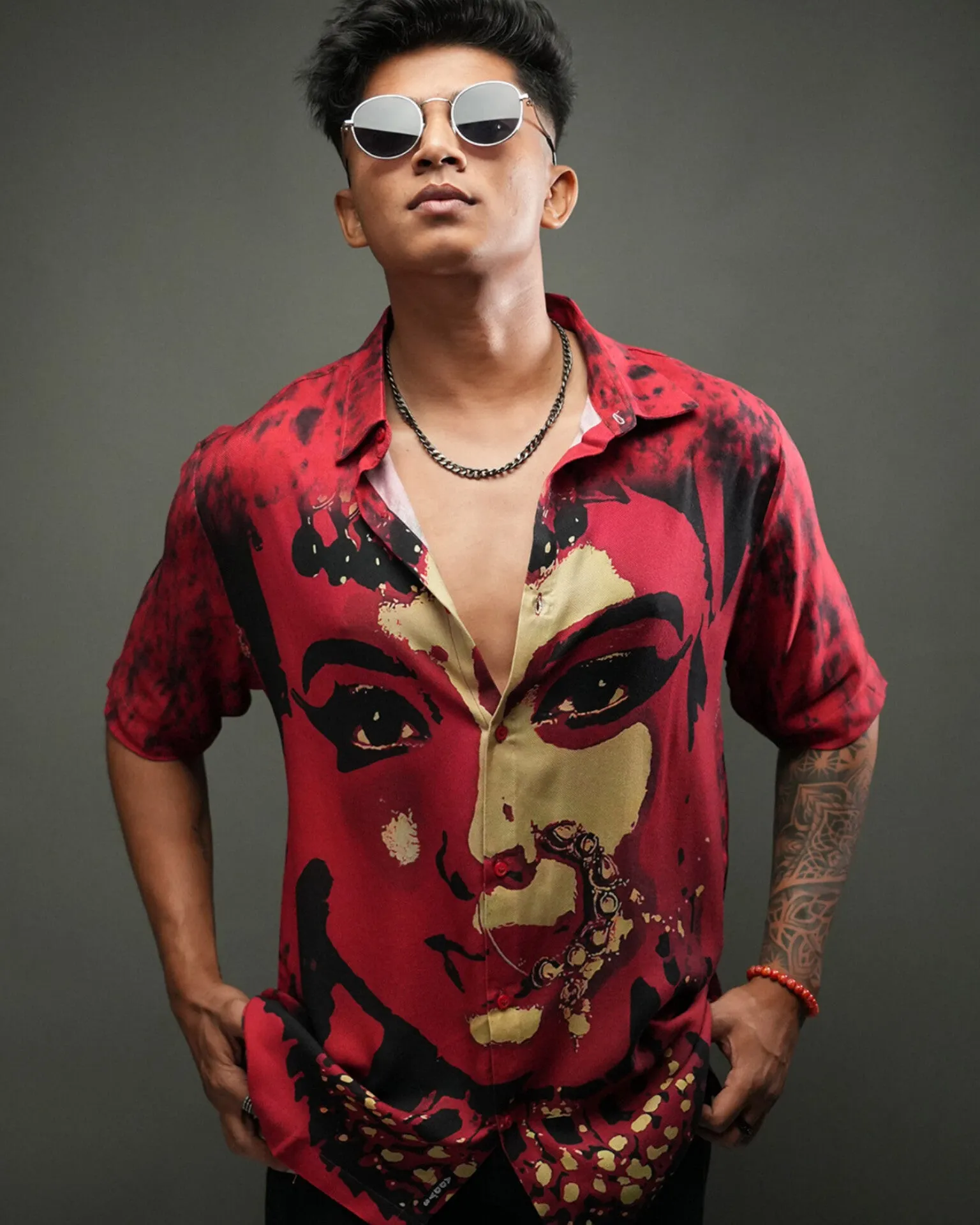 Scarlet Queen Red Colour Pure Ecovero (viscose) Short Sleeve Shirt