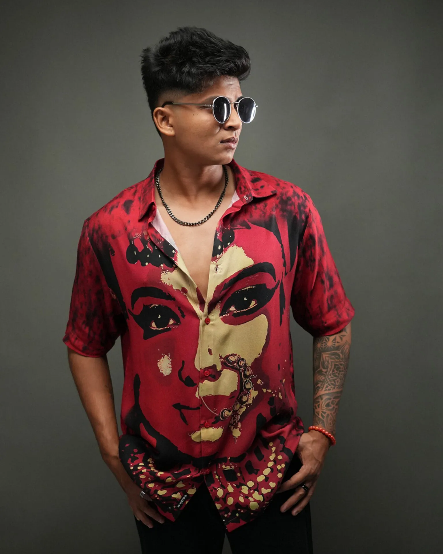 Scarlet Queen Red Colour Pure Ecovero (viscose) Short Sleeve Shirt