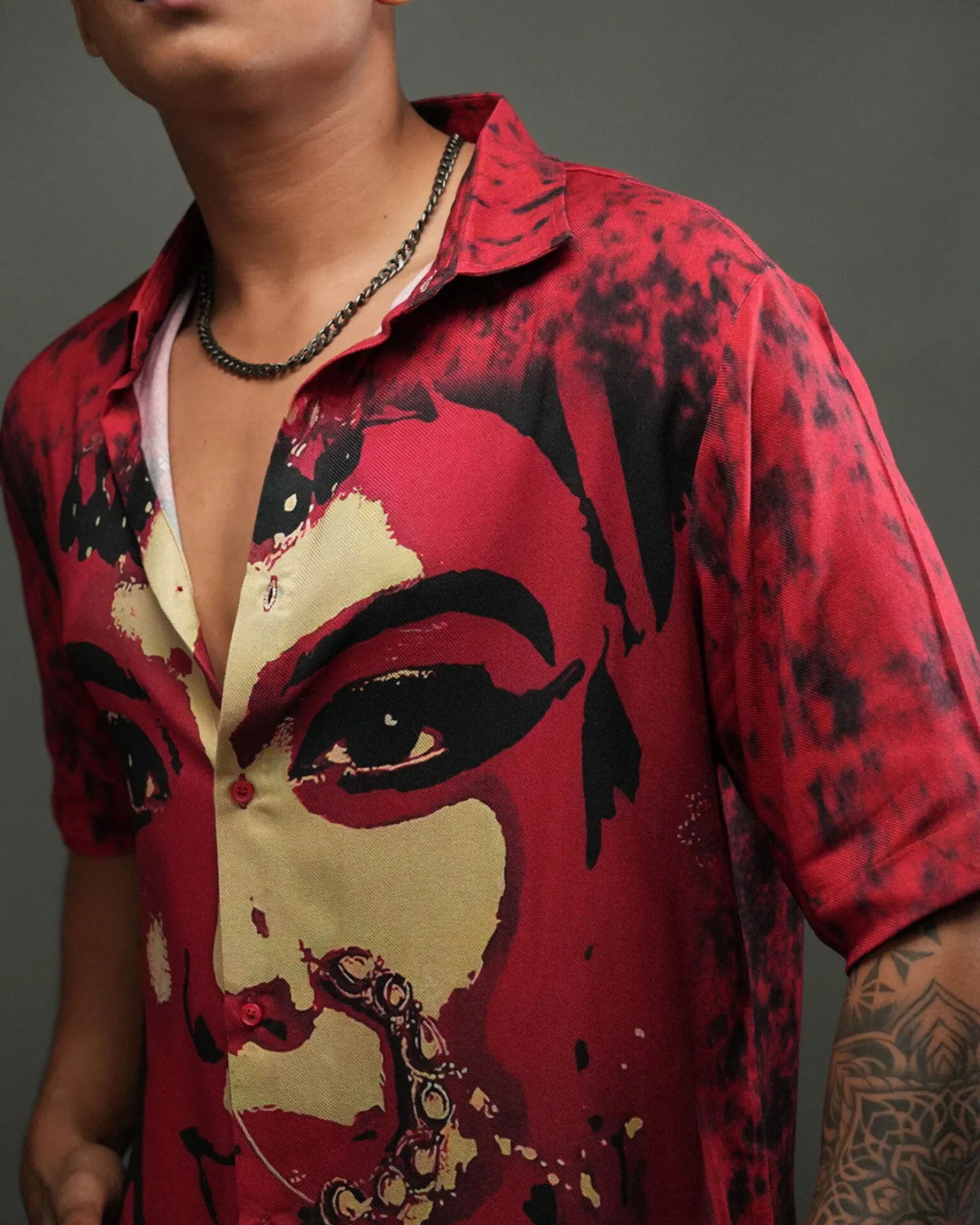 Scarlet Queen Red Colour Pure Ecovero (viscose) Short Sleeve Shirt
