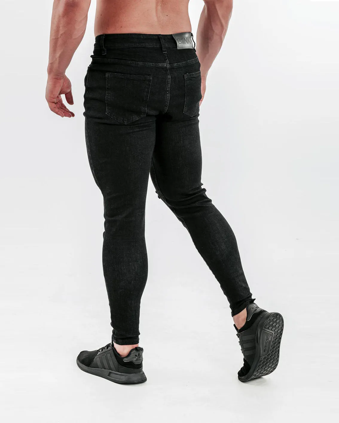Slim-Stretch Jeans - Black (Ripped)