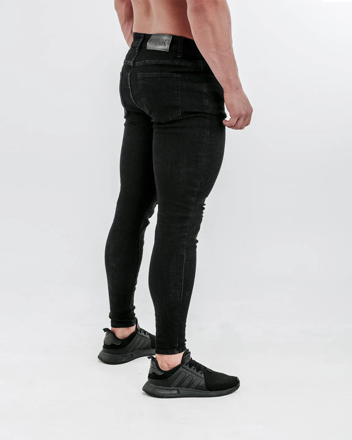 Slim-Stretch Jeans - Black (Ripped)