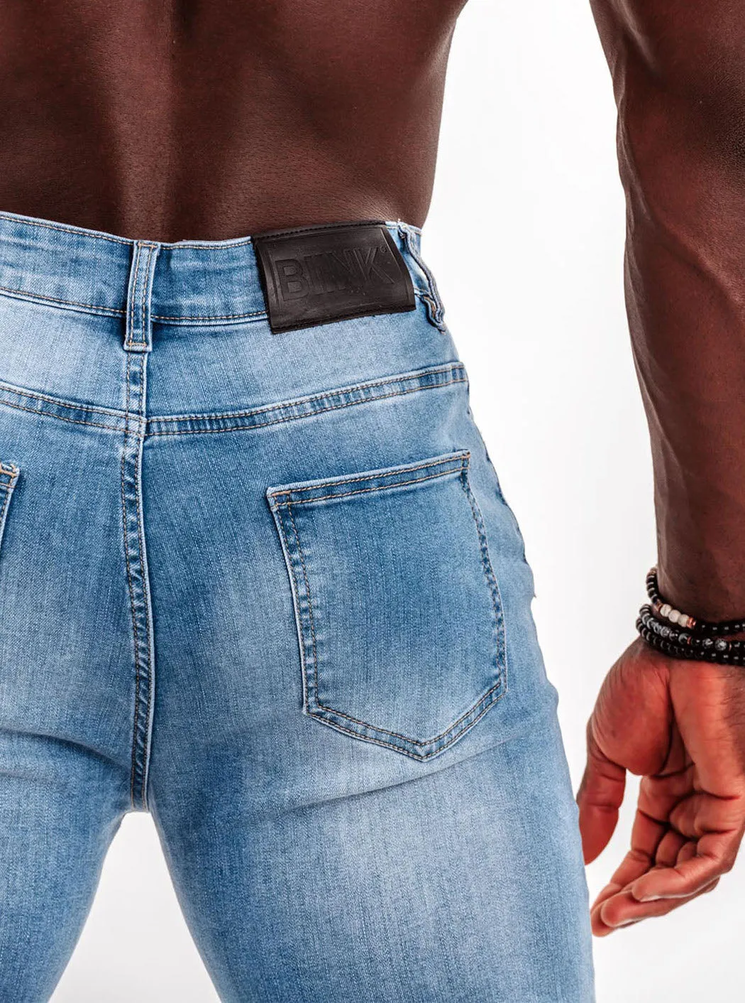Slim-Stretch Jeans - Light Blue (Ripped)