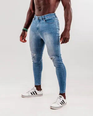 Slim-Stretch Jeans - Light Blue (Ripped)