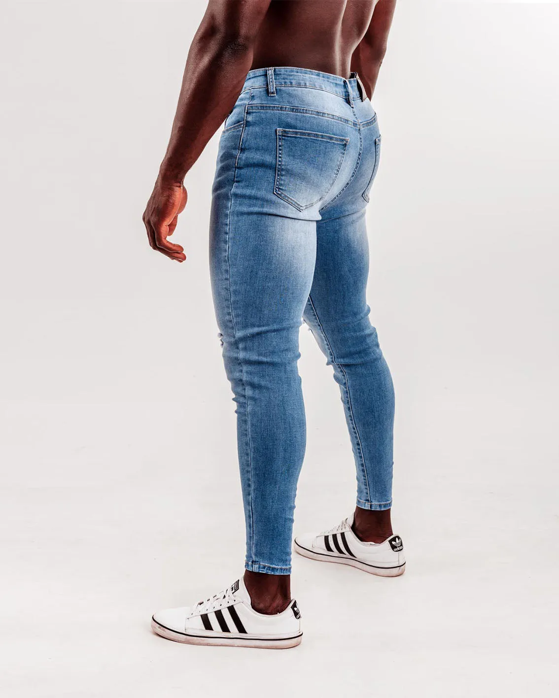 Slim-Stretch Jeans - Light Blue (Ripped)