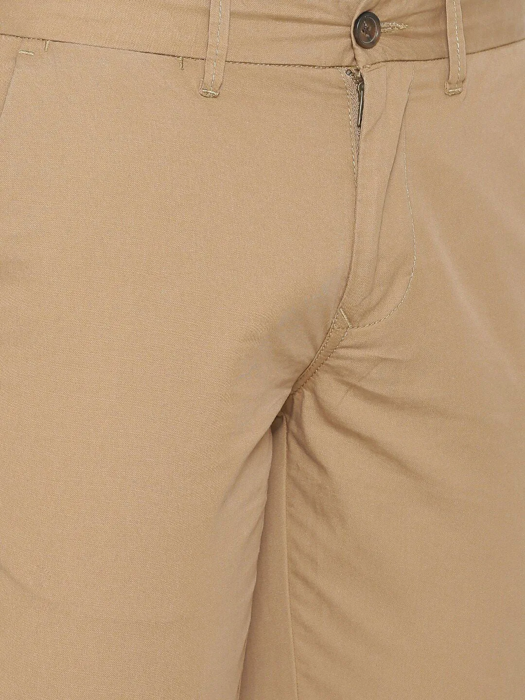 T-Base Men Brown Straight Fit Easy Wash Chinos Trousers