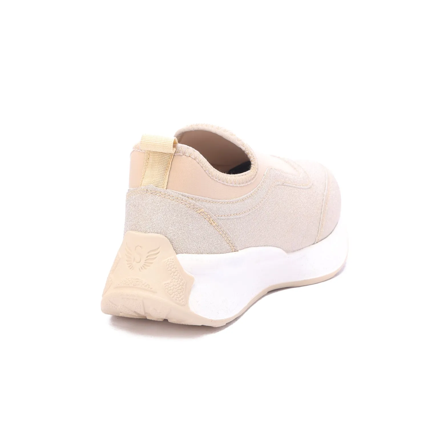 Textured Slip-On Thick Sole Shoe-Beige