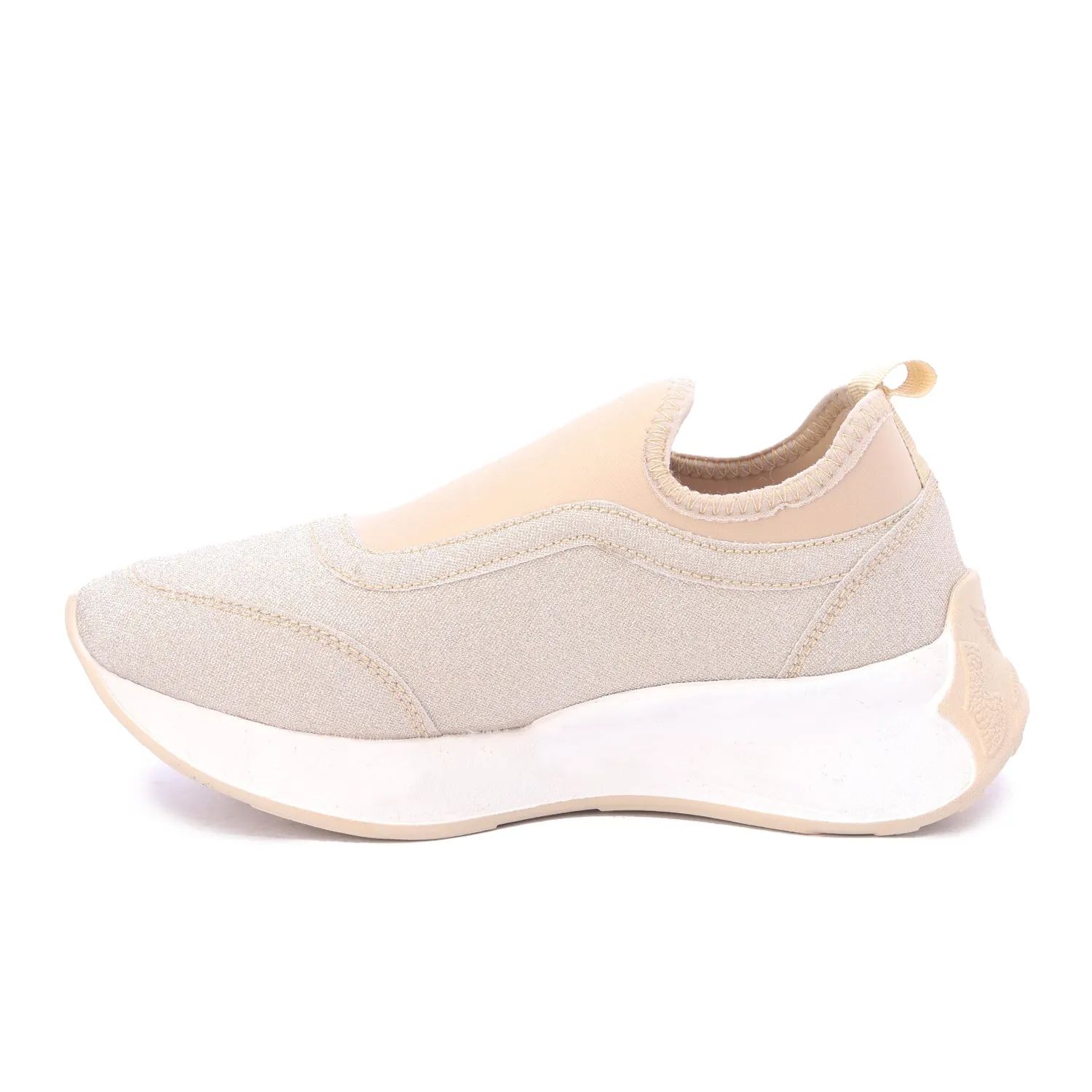 Textured Slip-On Thick Sole Shoe-Beige