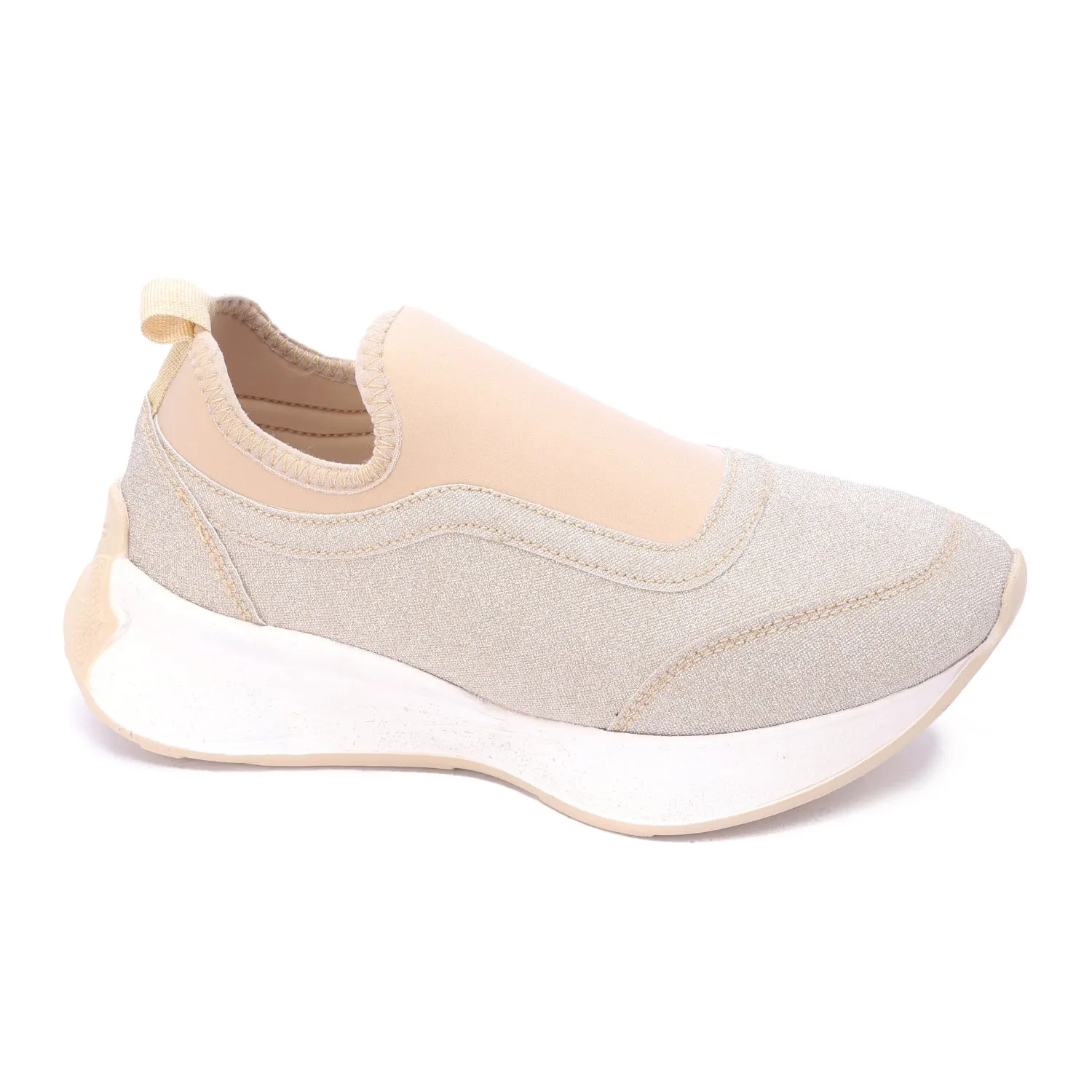 Textured Slip-On Thick Sole Shoe-Beige