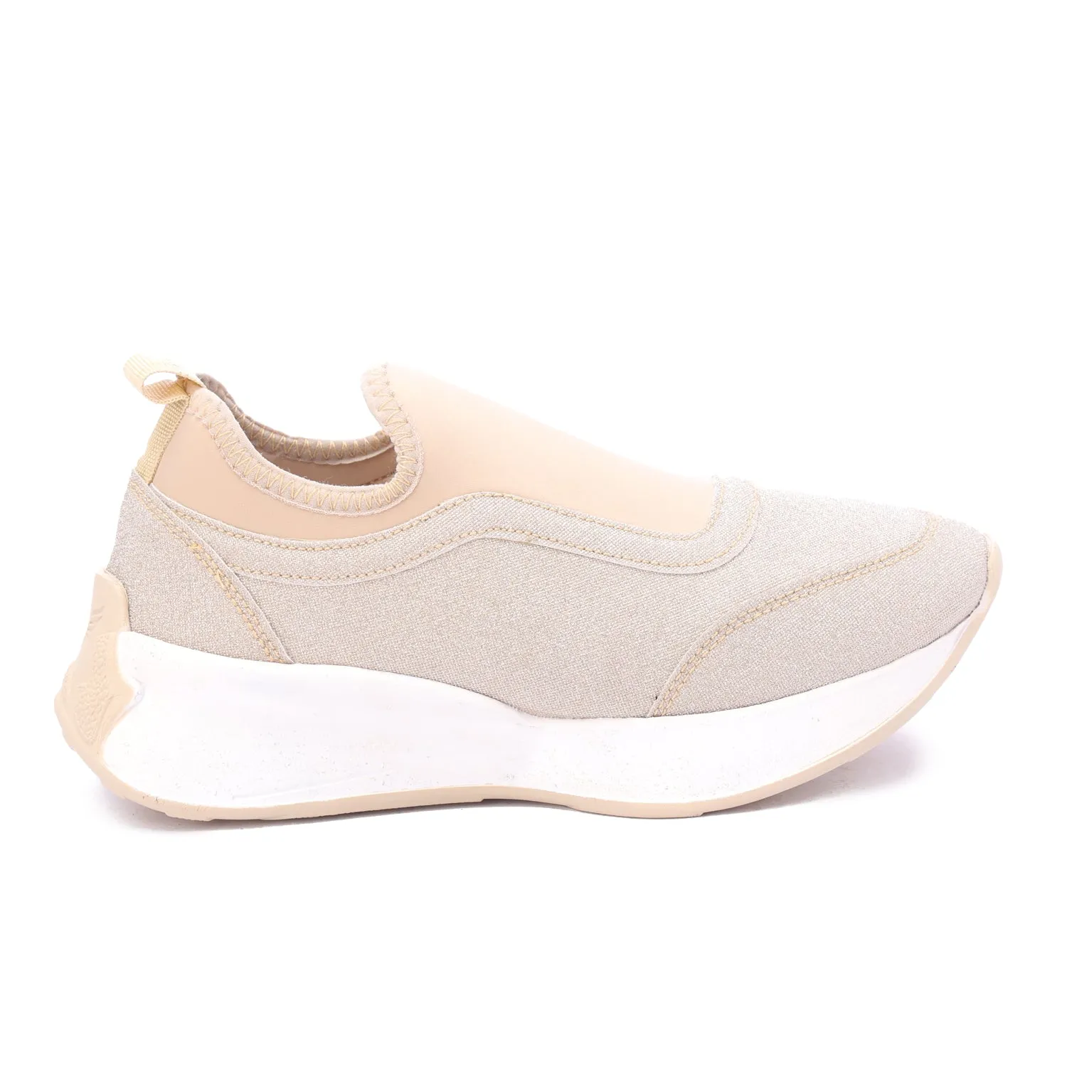 Textured Slip-On Thick Sole Shoe-Beige