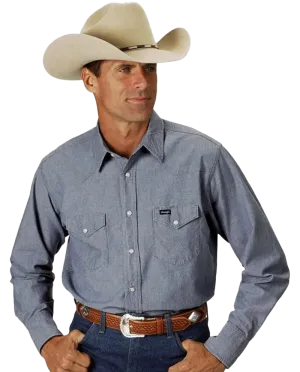 Wrangler Men's Cowboy Cut Light Blue Chambray Shirt